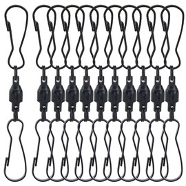 SOFPLATE 1 Box 20Pcs Dual Swivel Clip Wind Spinner Hooks 360 Degree Rotatable Stainless Steel Black Spinning Windsock Spiral Tails Crystal Twisters for Hanging Wind Spinners Plants Flags Party Supply