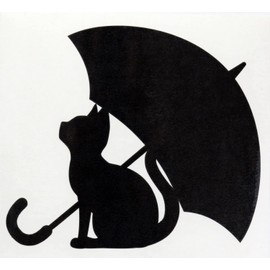 Cat and Umbrella Cutting Sticker Rain-shelter Cat Design Car Sticker Decal Sticker for Dressing Up or Hiding Scratches of Cars and Motorcycles Size: Width 4.7 x Height 4.1 inches (12 cm) x Height 4.1