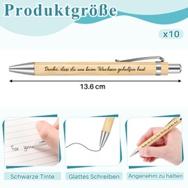 Tenare Pack of 10 Thank You Gift Set for Teachers Retractable Ballpoint Pen Made of Wood with Saying Farewell Gift for Educator Teacher's Day (Thank You)