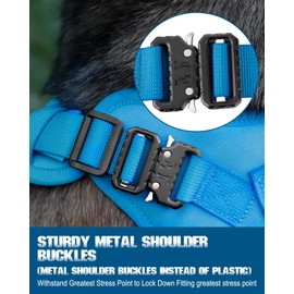 PETNANNY Tactical Service Dog Vest - No-Pull Emotional Support Harness with Hook & Loop Patches & Molle System for Training & Hunting (Blue, Medium)