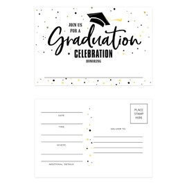 Graduation Celebration Fill In Invitation Postcards / 50 Blank Graduate Event Mailing Postcards/High School Graduation Announcements / 4" x 6" College Grad Party Flat Note Card Invites