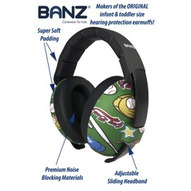 BANZ Earmuffs Infant Hearing Protection – Ages 0-2 Years (Baseball)