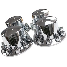 XIUHUA ABS Chrome Plastic Front and Rear Axle Cover Full Kits with 33mm Thread-On Flange Nut Covers and Removable Center Cap (Standard)