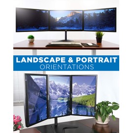 Mount-It! Triple Monitor Stand | 3 Monitor Stand Fits 19 20 21 22 23 24 Inch Computer Screens | Free Standing Base | Three Heavy Duty Full Motion Adjustable Arms | VESA Compatible