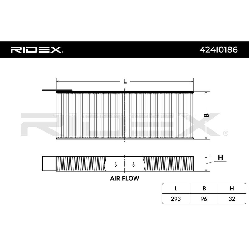 RIDEX Cabin Air Filter 424I0186 Grandland X (A18) Zafira Life