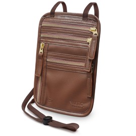 HERO Neck Wallet – RFID Blocking Passport Holder – Easy to Conceal Travel Pouch (Vegan Leather)