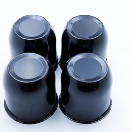 4 Push Through Black Wheel Center Caps for Trailer Wheel Rims 3.25" Center Bore