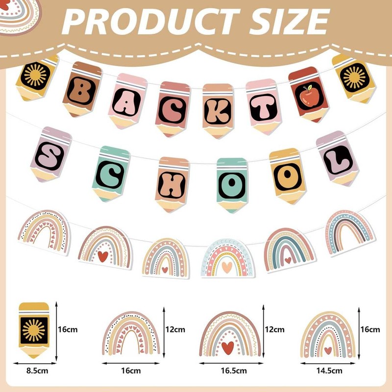 Zliisang Pre-Strung Boho Back To School Banner First Day of