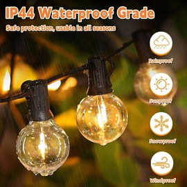 flintronic Outdoor Lights Mains Powered, 19.2M/63FT G40 Festoon Lights Outdoor with 1W 30+2 Shatterproof Bulbs, IP44 Waterproof Globe Garden Lighting Indoor Outdoor for Christmas Patio Party Decor