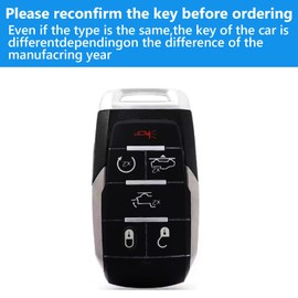 CHQLPBF Funda para llave RAM para coche, con llavero de moda, para Dodge RAM 1500 2500 3000 2019 2020 2021 2022 (6 botones, blanco)