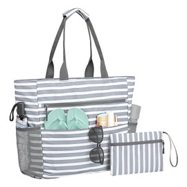 Beach Tote Bag - Waterproof Tote Shoulder Bag,Organizer Foldable Sandproof Pouch for Travel Women Trip Pool Vacation Sunglasses Water Bottles Boat