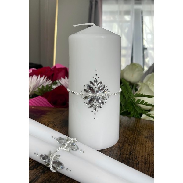 Magik Life Unity Candle Set for Wedding - Wedding Accessories for Reception and Ceremony - Candle Sets – Unity Candle 6 Inch Pillar and 2 * 10 Inch Tapers- Bachelorette and Engagement Party