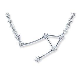 MicLee Women's girl's Necklace pendant, 925 Sterling Silver necklace, Twelve constellations zircon necklace, Constellations Guardian Choker, Libra necklace pendant, Inlaid zircon, silver