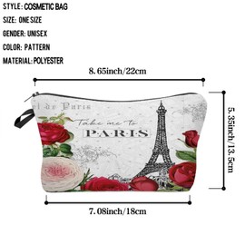 Livel lhood Eiffel Tower Cosmetic Bag for Women Cute Small Makeup Bag for Purse Travel Toiletry Zipper Pouch for Girls Gift for Sisters Paris Eiffel Tower Makeup Bag for Her