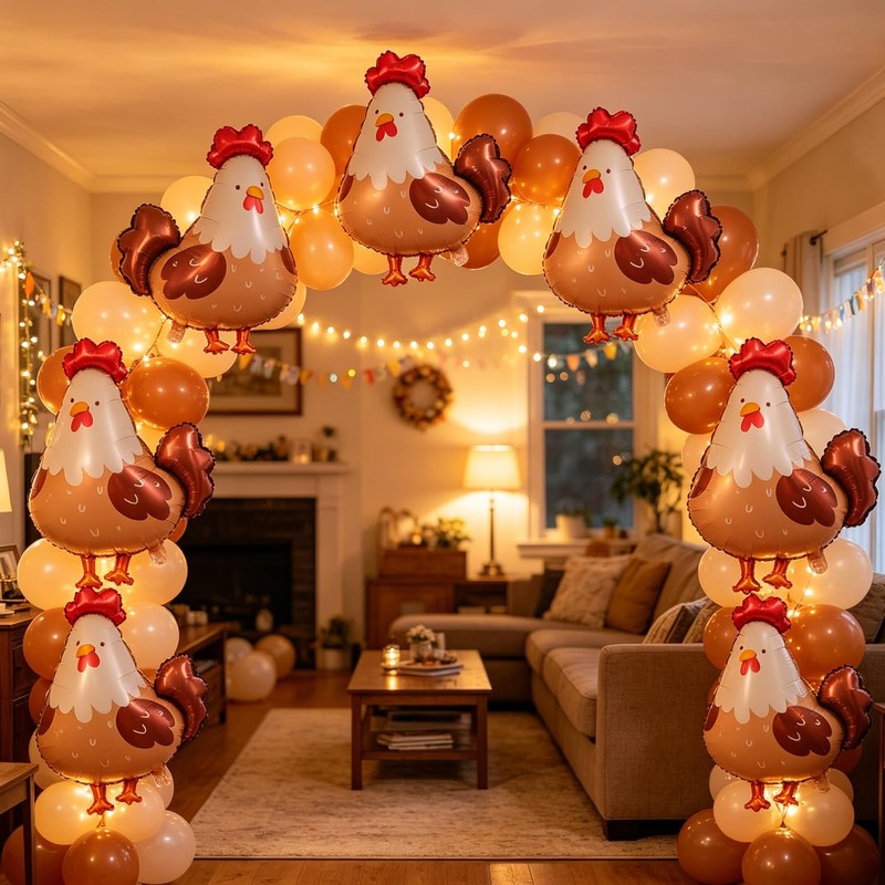 Palloncini a tema animali della fattoria, 8 pezzi, gallina, gallina,