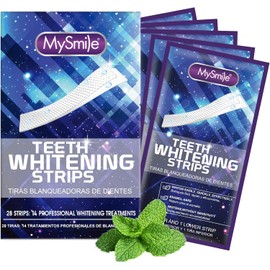 MySmile Tiras blanqueadoras de dientes, 28 unidades Tiras Blanqueadoras Dentales, 14 juegos no sensible blanqueador dental, Esmalte seguro, Resultado Exprés De 30 Minutos, Blanquea hasta 20 años de manchas