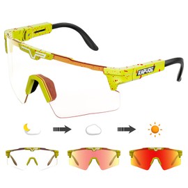 KAPVOE Photochromic Cycling Glasses TR90 Sports Sunglasses Mountain Bike Gasses Men Women MTB Glasses Clear Bicycle Riding Glasses Biking Sunglasses Motorcycle Road Bike Sunglasses Running Red
