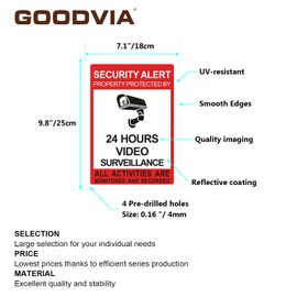 Goodvia CCTV Signs Outdoor Reflective Aluminum CCTV in Operation Sign Metal Security Signs CCTV Camera Warning Signs 24 Hour Video Surveillance Sign
