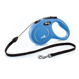 FLEXI New Classic Retractable Dog Leash (Cord), for Dogs Up to 26lbs, 16 ft, Small, Blue