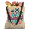 Pickleball Tropical Flowers Waves Palm Trees Retro Tote Bag