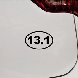 13.1 Half Marathon Run Oval Runner Sticker Decal Vinyl - 2 Pack Black, 3 Inches, 5 Inches - No Background Die Cut for Car Boat Laptop Cup