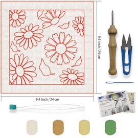 FREEBLOSS Punch Needle Kit Daisy Flower Punch Embroidery Kit Punch Needle Embroidery Rug Punch Needle Kit Needle Punch Kit Needle Punch Kit for Beginners