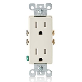 Leviton T5325-TMP 15 Amp 125V Tamper Resistant Decora Duplex Receptacle (10 Pack), Light Almond