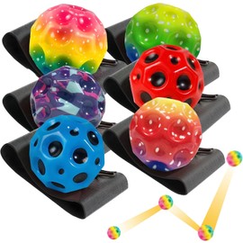Pack of 6 Ball with Cord Jump Ball Jumping Ball with Cord, Bouncing Ball Wrist Bouncing Ball Movement, Interactive Toy for Stress Relief for Kids Outdoor Wrist Ball with Cord (Colourful)