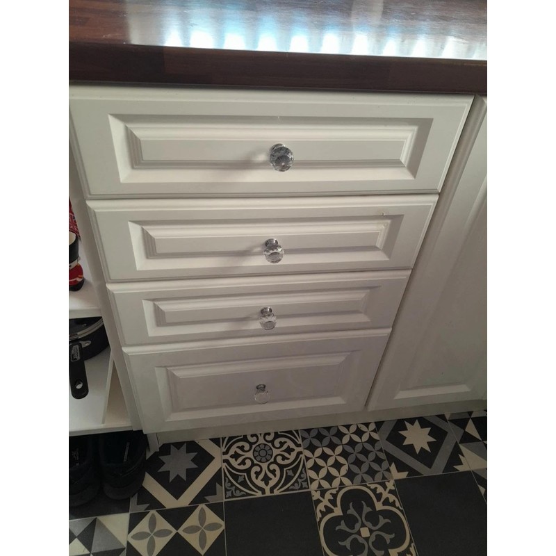 Crystal Door knobs 10 Pcs, Luxury Round Diamond Style Glass