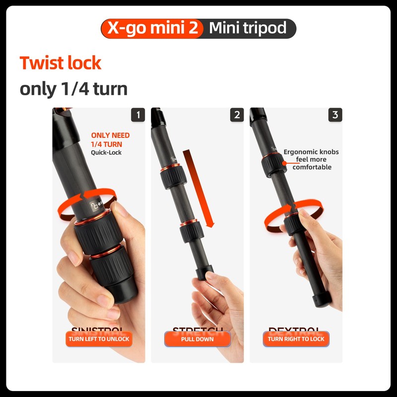 Fotopro Mini Tripod Carbon Fiber Tripod with Ball Head Quick