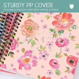Colacoo Cute Spiral Notebook,3 Packs Aesthetic College Ruled A5 Botanical Spiral Notebook Journal Notepad with Durable Hardcover and 80 Sheets /160 Lined Pages,Floral (Flower -1,A5)
