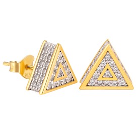 VEXXS Stud Earrings 925 Silver, Prevent Allergies Zircon Men's Women's Earrings, 585 14K Gold Plated 5A CZ Stones Iced Out Stud Earrings, Girls Men Boys Gift, Silver