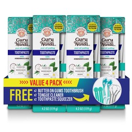 GuruNanda Non Fluoride, Hydroxyapatite, Whitening Toothpaste - Freshens Breath, Fights Plaque - CocoMint Jasmine Neem, 4.2oz:_1 Pack