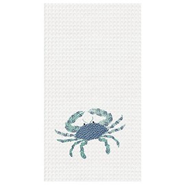 C&F Home Crab Cotton Waffle Weave Kitchen Towel Decor Decoration 18" x 27" White