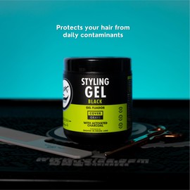 Rolda Black Styling Hair Gel - Medium To Strong Hold With Medium Shine For a Wet Slicked Back Look With All Day Hold - Activated Black Charcoal Covers Grey Hair Instantly 17.6oz