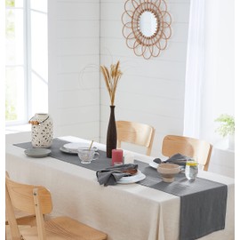 Berklan Linen Table Runner 40 x 180 cm for Dining Tables 80% European Flax 20% Cotton Elegant Washable Blue