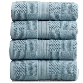 Springtree Home 100% Cotton Bath Towel Set of 4 | Geometric Textured Design | Super Soft & Absorbent with Quick-Dry Fibers | 4 Bath Towels | Oeko-TEX® Standard 100 Cotton | Myla Collection