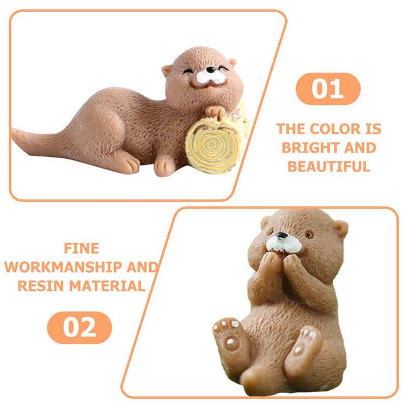 Vaguelly Pack of 16 Miniature Otter Figures Made of Resin