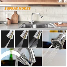 720° Swivel Tap Aerator, 5 Functions Faucet Bubbler Filter with Nozzle Adapter Universal M22 Thread Tap Nozzle Filter Sink Aerator Attachment Water Saving Faucet Filter for Bathroom,Kitchen