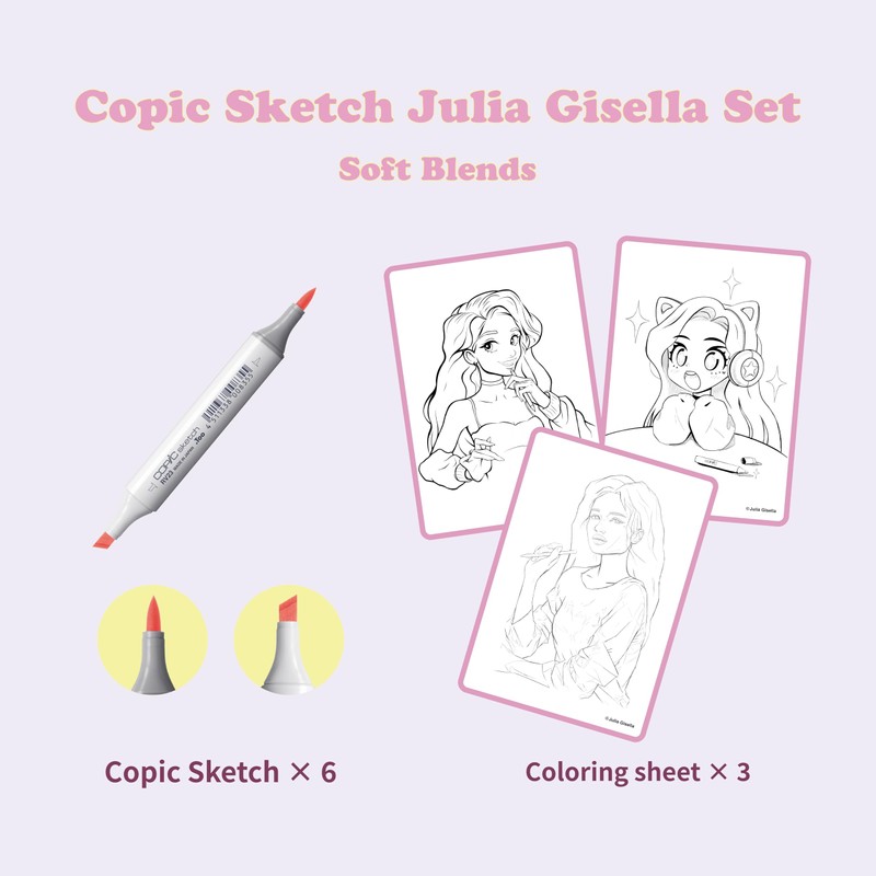 Copic x Julia Gisella Artist Marker Set of 6 Alcohol