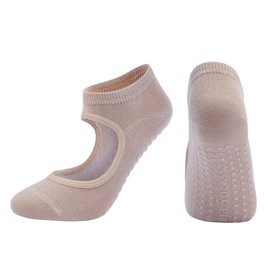 oasymala Cotton Yoga Socks with Non-Slip Grips - Ideal for Yoga, Pilates, and More - One Size Fits Most (Beige, Cotton)