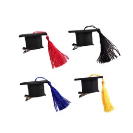 PACKOVE 5pcs Mini Doctoral Graduation Hat Hair Clips Black Tassel Barrettes for Adult Party Hair Accessories Novelty Design Bachelor Cap Decoration