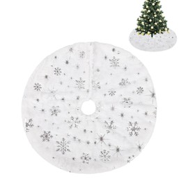Christmas Tree Skirt White Faux Fur Christmas Tree Skirt Star Xmas Tree Skirt Base Cover for Holiday Home Christmas Decorations 40cm/15.75in (silvery)