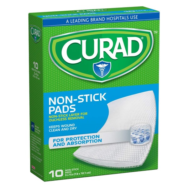 Curad Medium Non-Stick Pads 3 Inches X 4 Inches 10 Each (Pack of 4)