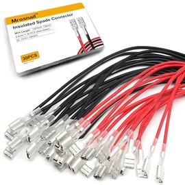 Juego de 30 terminales de crimpado de pala hembra, conectores de 4,8 mm con manga aislante, alambre, surtido de empalme rápido rojo y negro, cobre estañado para una conectividad fiable