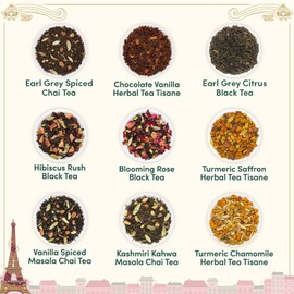 VAHDAM, Weekend In Paris Tea Gift Set (100g/50+ Cups) Travel Edition Gift Box | 9 Varieties - Chai Tea, Herbal Tea & Black Tea | Gluten Free, Non GMO | Gifts for Women & Men, Gifts for Her/Him