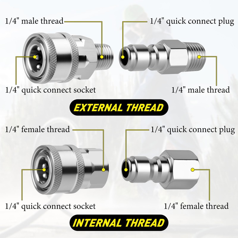 Qoroos 4 Sets NPT 1/4 Inch Quick Connect Pressure Washer