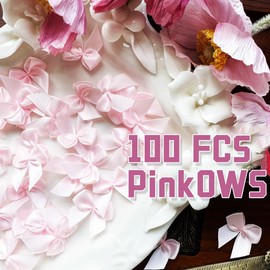 100 Pcs Pink Bows, Qywptree 1 Inch Mini Bows for Crafts, DIY Sewing, Wedding, Party Decorations, Gift Wrapping, Hair Accessories & Appliques