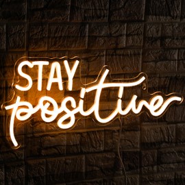 Hoolerry Stay Positive Neon Sign Wall Decor for Bedroom LED Neon Light Birthday Girls Party Wall Room Decor USB Sign for Christmas Party Gifts Birthday Wedding Classroom Women