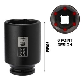 Mayouko 1/2" Drive Spindle Axle Nut Impact Socket Set, CR-MO, 6 Point, 1-9/16",1-5/8",1-11/16",1-3/4",1-13/16",1-7/8",1-15/16",2", SAE, 90mm Length